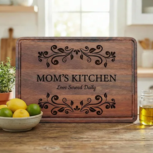 Vista 5 de Tabla de cortar personalizada como regalo para el día de la madre, mamá, abuela, esposa, decoración de cocina de madera grabada, regalo