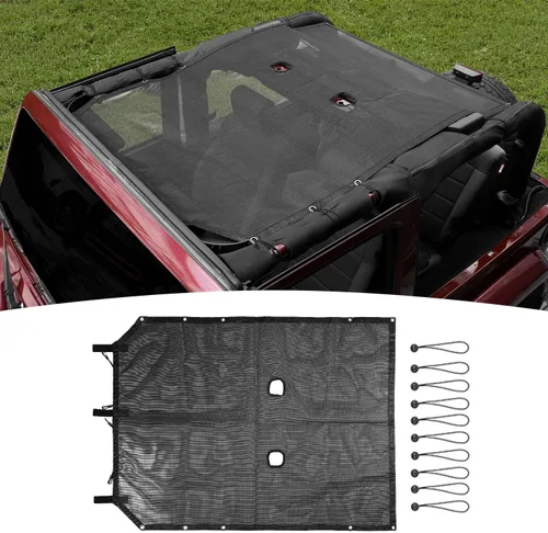 Vista 8 de Parasol de malla para protección UV, accesorios exteriores para Jeep Wrangler JK de 2 puertas 2007-2017, estilo extendido