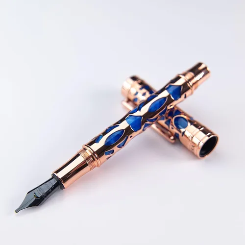 Vista 2 de Conklin Endura Deco Crest - Pluma estilográfica en azul, punta media, instrumento de escritura prémium