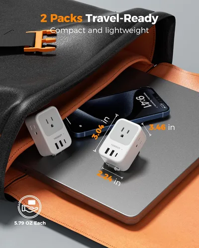 Vista 6 de TESSAN Adaptador de enchufe de viaje europeo 2 unidades, adaptador