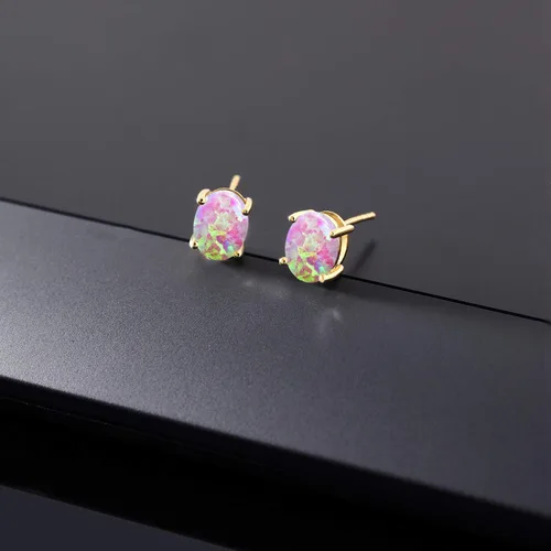 Vista 160 de Gem Stone King Aretes de oro de 14 quilates con piedra natal ovalada de 0.315 x 0.236 in Aretes de oro para mujer