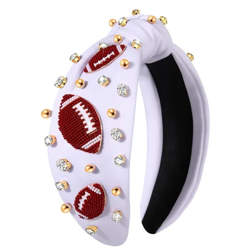 Vista 9 de Diadema de fútbol para mujer, accesorios de fútbol con cuentas de diamantes de imitación, diadema anudada con cristales adornados para el día