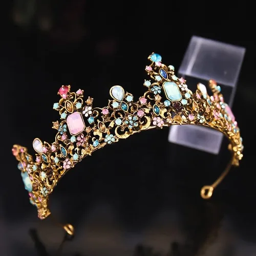 Vista 3 de hair jewelry crown tiaras for women Baroque Retro Princess Headdress Tiara Bridal Crown For Women Crystal Queen Selection Hair Band Party Birthday