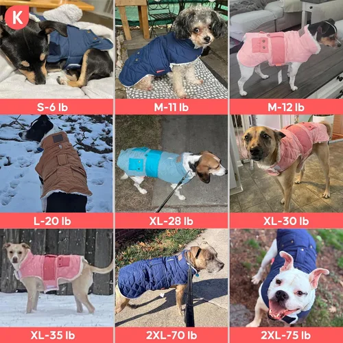 Vista 6 de KYEESE - Abrigo para perro suave, suéter para mascotas para clima frío, chaqueta impermeable para perros con forro de felpa, abrigo cálido