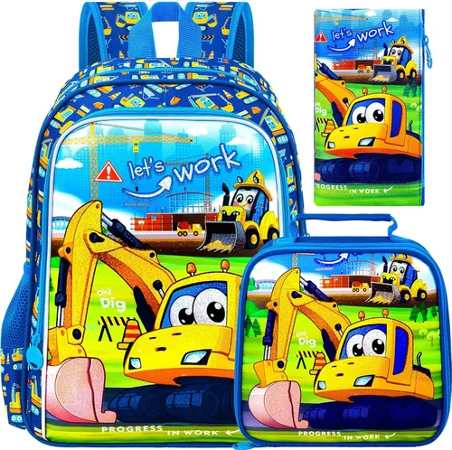 Vista 16 de CCJPX 3Pcs Backpack for Boys, 16 Inch Preschool Elementary Kindergarten School Backpacks and Lunch Box Aa1-dinosaurio Negro
