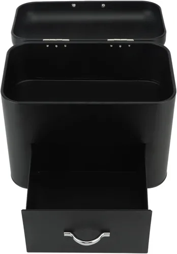 Vista 9 de Recipiente de almacenamiento de pan de hierro, mantenga el recipiente de pan casero de hierro de gran capacidad para encimera (negro)