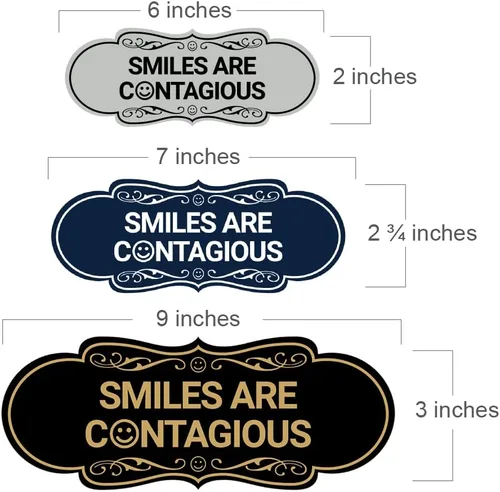 Vista 2 de Designer Smiles Are Contagious - Letrero (Negro) - Mediano