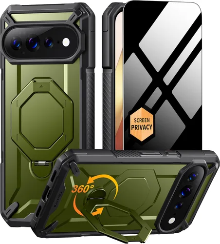 Vista 11 de TONGATE Funda para Pixel 10 Pro XL con soporte magnético giratorio de 360° Negro