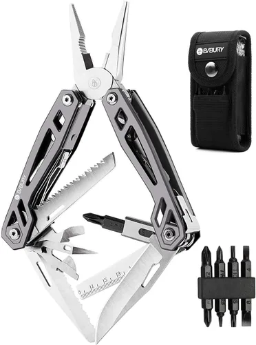 Vista 9 de Pinzas multiherramienta 18 en 1, multiusos, cuchillo de bolsillo, de acero inoxidable duradero, multiherramienta para supervivencia, camping, caza