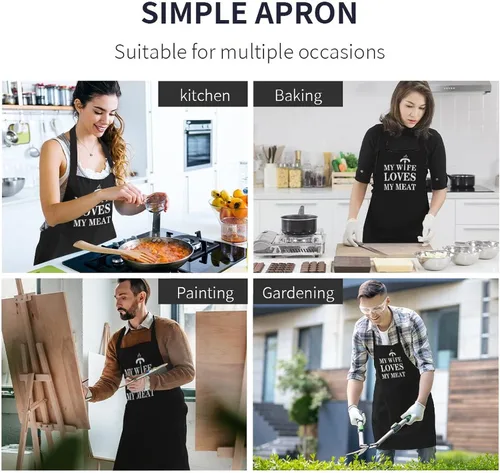 Vista 6 de Divertidos delantales de parrilla para hombres, regalos de broma para hombres, delantal de chef para cocinar barbacoa, parrilla, para papá, regalos