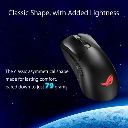 Vista 4 de ASUS ROG Gladius III - Ratón inalámbrico AimPoint para juegos, conectividad (2.4 GHz RF, Bluetooth, cableado), sensor de 36000 DPI, 6 botones