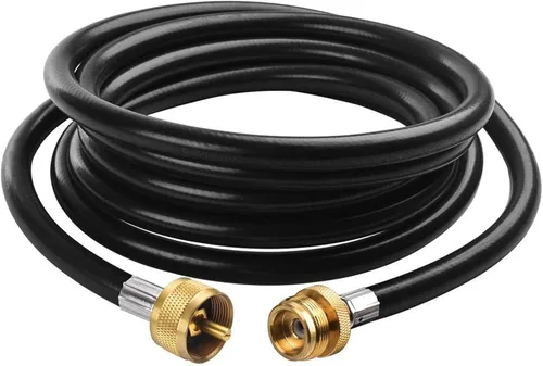 Vista 8 de SHINESTAR Manguera de extensión de propano de 5 pies, 1 pulgada a 20 macho a hembra de rosca cilíndrica de propano para árbol de propano, adaptador