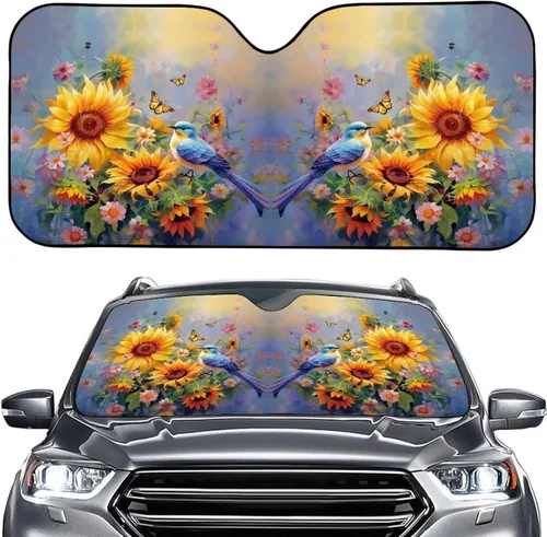 Vista 30 de Talayituse Parasol para parabrisas de automóvil, diseño de gato divertido 3D, ajuste universal, para automóvil, camión, SUV, bloquea el sol
