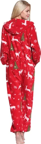 Vista 4 de Pijama enterizo de una pieza para mujer y hombre con capucha y forro polar