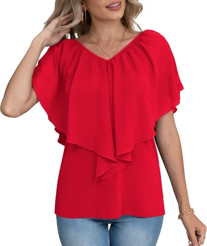 Vista 4 de Jouica Blusa de gasa de verano con hombros descubiertos para mujer