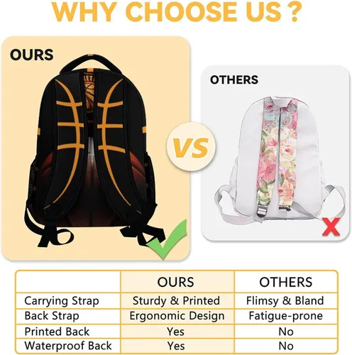 Vista 4 de Mochila escolar de baloncesto para niños, mochilas negras de 16 pulgadas para niños de 10 a 12 años, mochila ligera y fresca para viajes, Baloncesto