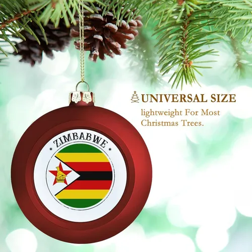 Vista 3 de Adorno de bola de Navidad de Zimbabwe, bandera de Zimbabue, adornos colgantes de recuerdo, regalo de recuerdo para árbol de Navidad, decoración