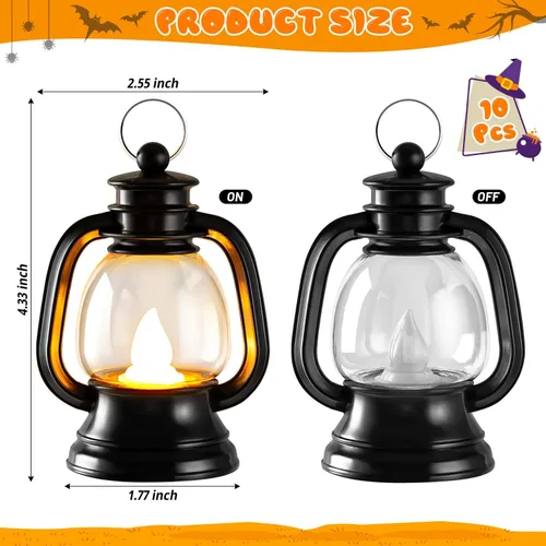Vista 10 de 12 mini linternas de Halloween, centro de mesa de linterna occidental de 4 pulgadas Pequeña lámpara colgante vintage a granel para mesa de centro