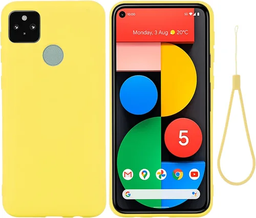 Vista 9 de Funda para Google Pixel 5a 5G, funda protectora de silicona líquida para Google Pixel 5a 5G con cordón de silicona, funda delgada y suave a prueba