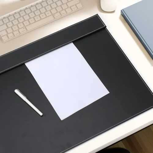 Vista 2 de Protector de escritorio de cuero de 24 x 18 pulgadas con riel superior para escribir, protector de escritorio ejecutivo para oficina, hogar, lugar