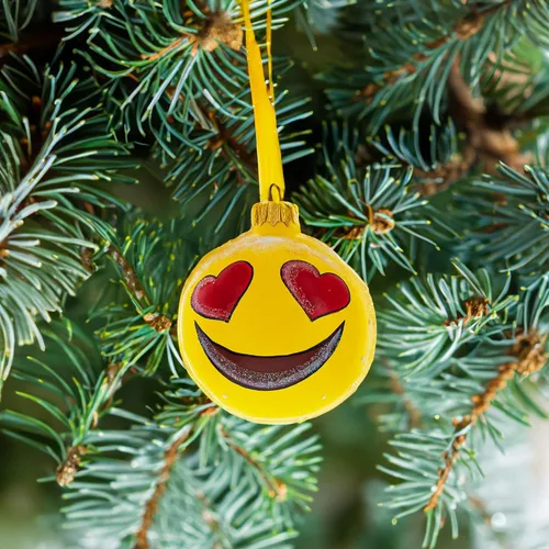 Vista 8 de Adorable corazón ojos enamorados expresiones faciales bola de cristal adorno de Navidad 3.25 pulgadas