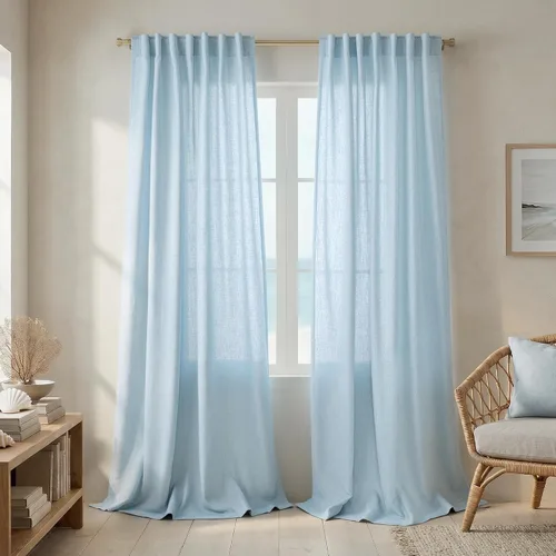 Vista 64 de Mrs.Naturall Cortinas negras de 45 pulgadas de largo, cortinas cortas de lino transparente para privacidad para cocina, dormitorio, ventanas