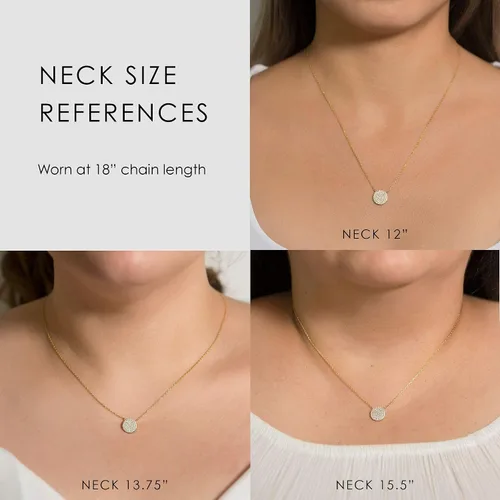 Vista 4 de A+O Regalo para hermana, collar con colgante de disco de circonita cúbica pequeña en oro, oro rosa o plata