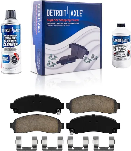 Vista 147 de Detroit Axle - Pastillas de freno para Ford F-150 99-03, 02 Lincoln Blackwood, Pastillas de freno de cerámica delanteras y traseras con repuesto