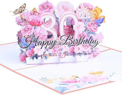 Vista 7 de Tarjeta desplegable de cumpleaños número 18, tarjeta de felicitación de flores 3D para mujer Tarjeta de cumpleaños número 18