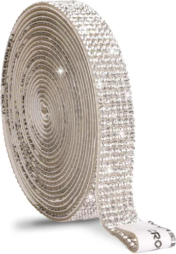 Vista 33 de Cinta de cristal autoadhesiva, calcomanías de diamantes de imitación para envoltura de regalos, manualidades, proyectos de decoración, bodas Negro