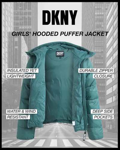 Vista 3 de DKNY Chaqueta de niña - Abrigo ligero acolchado - Abrigo casual para niñas (7-16)