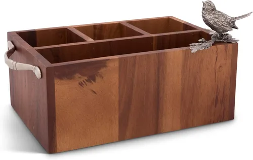 Vista 4 de Vagabond House Caddy - Cubertería rectangular de madera de acacia/utensilios para servir/utensilios/soporte para llevar todo el soporte de peltre