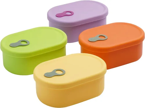 Vista 17 de Recipiente de comida de silicona coreana con ventilación de vapor, manzana verde 4pc
