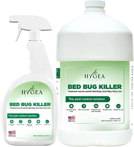Vista 11 de Hygea Natural Dúo de Eliminación de Chinches y Piojos Extra Fuerte - Spray Extra Fuerte de 24 oz para Piojos, Chinches y Ácaros y Repuesto de Spray
