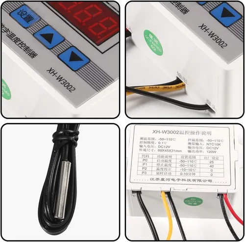 Vista 5 de Controlador digital de temperatura XH-W3002, 2 unidades, -50 a 230.0 °F, termostato de refrigeración de calefacción programable, pantalla LED