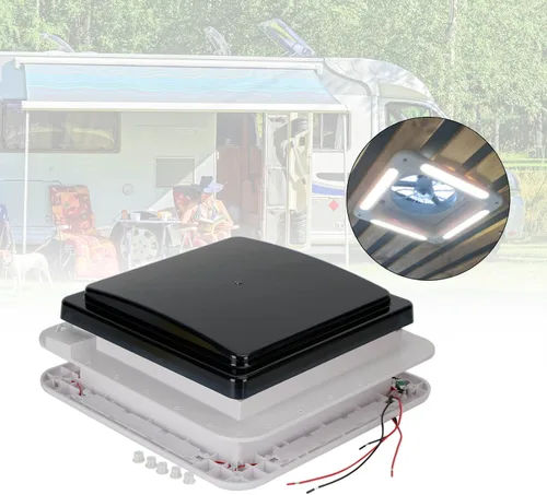 Vista 8 de Ventilador de 11 pulgadas con tragaluz de 12 V, se adapta a aberturas de techo estándar de 11 x 11 pulgadas
