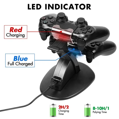 Vista 7 de Playstation4 Regular Slim Pro Controller Charger, SUNKY LED Gaming Console Charging Stand USB Dock Station Mount Cradle for Sony PS4