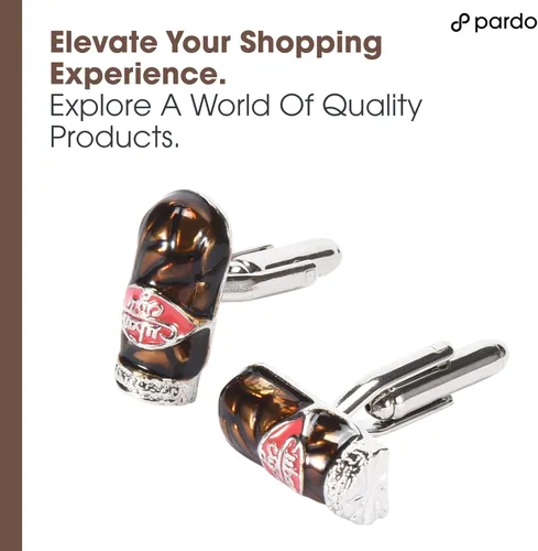 Vista 6 de Pardo Cigar Gemelos de metal marrón para hombres, perfectos para atuendo formal o de negocios, grandes regalos para padrino, novio, padre, jefe