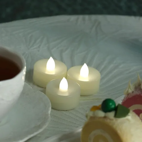 Vista 3 de CANDLE CHOICE Velas de té sin llama que funcionan con pilas, velas LED parpadeantes brillantes para centros de mesa de boda, Halloween, Acción