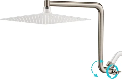 Vista 9 de Brazo de extensión de cabezal de ducha tipo lluvia, brazo de extensión de ducha de metal de 12 pulgadas, extensor de cabezal de ducha curvado