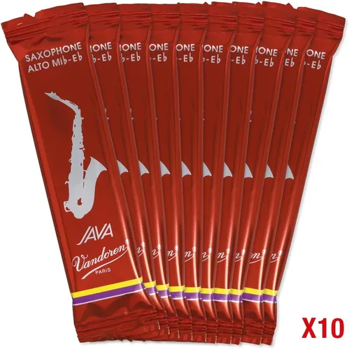 Vista 4 de Vandoren SR262R Alto - Lengüetas JAVA rojas para saxofón, resistencia 2; caja de 10