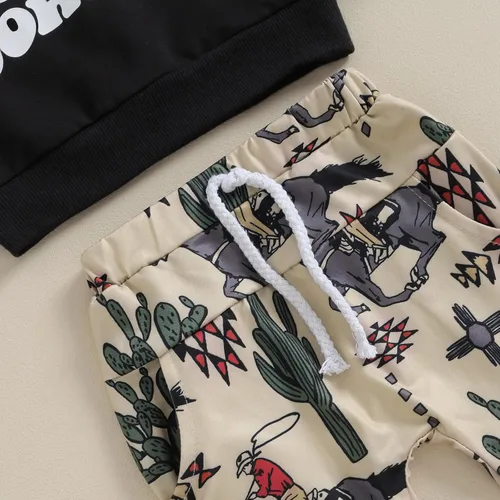 Vista 6 de Foidiccx Conjunto de ropa occidental para bebé niño pequeño, sudadera vaquera, pantalones deportivos, ropa de otoño e invierno