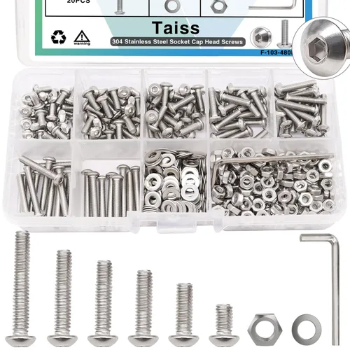 Vista 17 de Taiss 10 piezas de tornillos de cabeza hexagonal de 5/16-18x1, pernos para muebles, tornillos para muebles de acero inoxidable 304, pernos de 1/4
