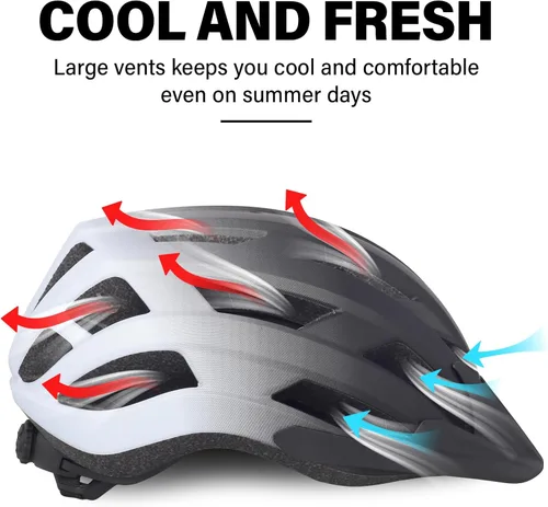 Vista 5 de Bilaki Casco de bicicleta para adultos, mujeres, hombres, jóvenes, niños, cascos ligeros de bicicleta de montaña con esfera ajustable y visera