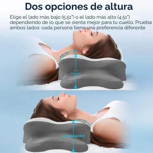Vista 2 de Almohada de apnea del sueño con alivio del dolor de cuello y ronquidos, almohada cervical ortopédica, almohada ergonómica de espuma viscoelástica