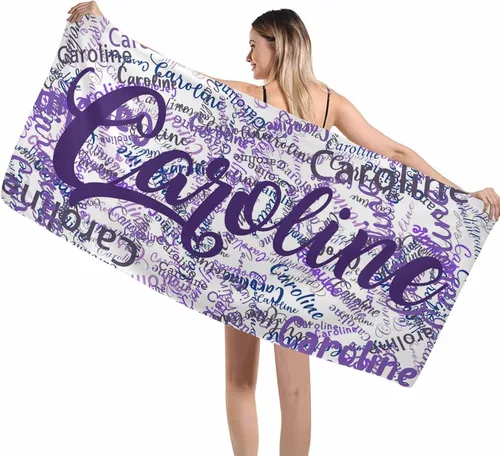 Vista 23 de Interestprint Toalla de piscina con nombre personalizado para niños, adultos y hombres, toalla de playa naranja personalizada con número