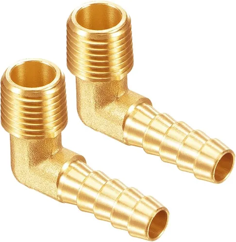 Vista 10 de Uenede 3 piezas de latón 1/2"NPT macho a 1/2" púas 90 grados codo rosca manguera de tubo púas accesorios para agua/aceite/gas