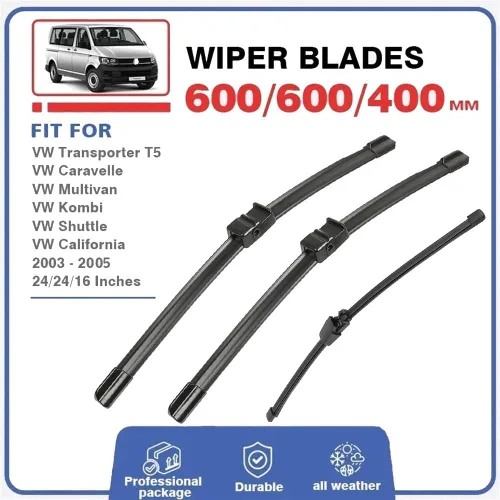 Vista 2 de Escobillas de limpiaparabrisas compatibles con VW T5 Transporter Caravelle Multivan California Kombi Shuttle - Escobillas para parabrisas delantero