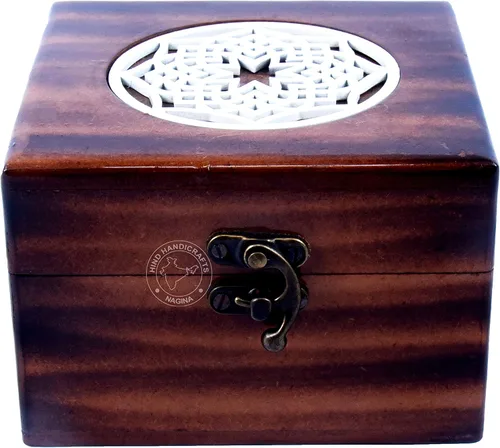 Vista 27 de Urna de madera antigua hecha a mano con grabado del árbol de la vida tallada a mano para mujeres y hombres, joyas Acentos de decoración del hogar