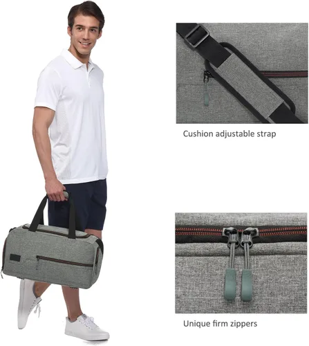 Vista 4 de MarsBro Bolsa de lona resistente al agua con compartimento para zapatos para gimnasio y viajes